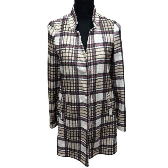 Vero Moda Jackets & Blazers - Vero Moda Women's Size XS Katrine Tan Buffalo Plaid Long Jacket‎ Pockets